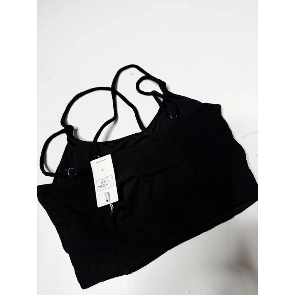 Coral reef black ribbed bikini tankini top small
